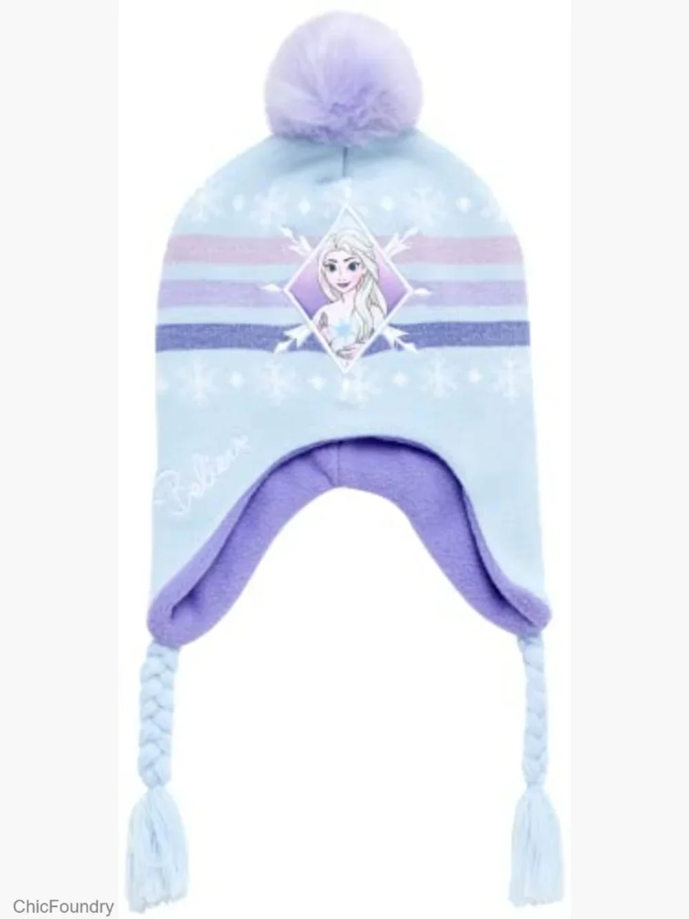 Girls' Winter Hat & Glove Set with Elsa Design Ages 4-7